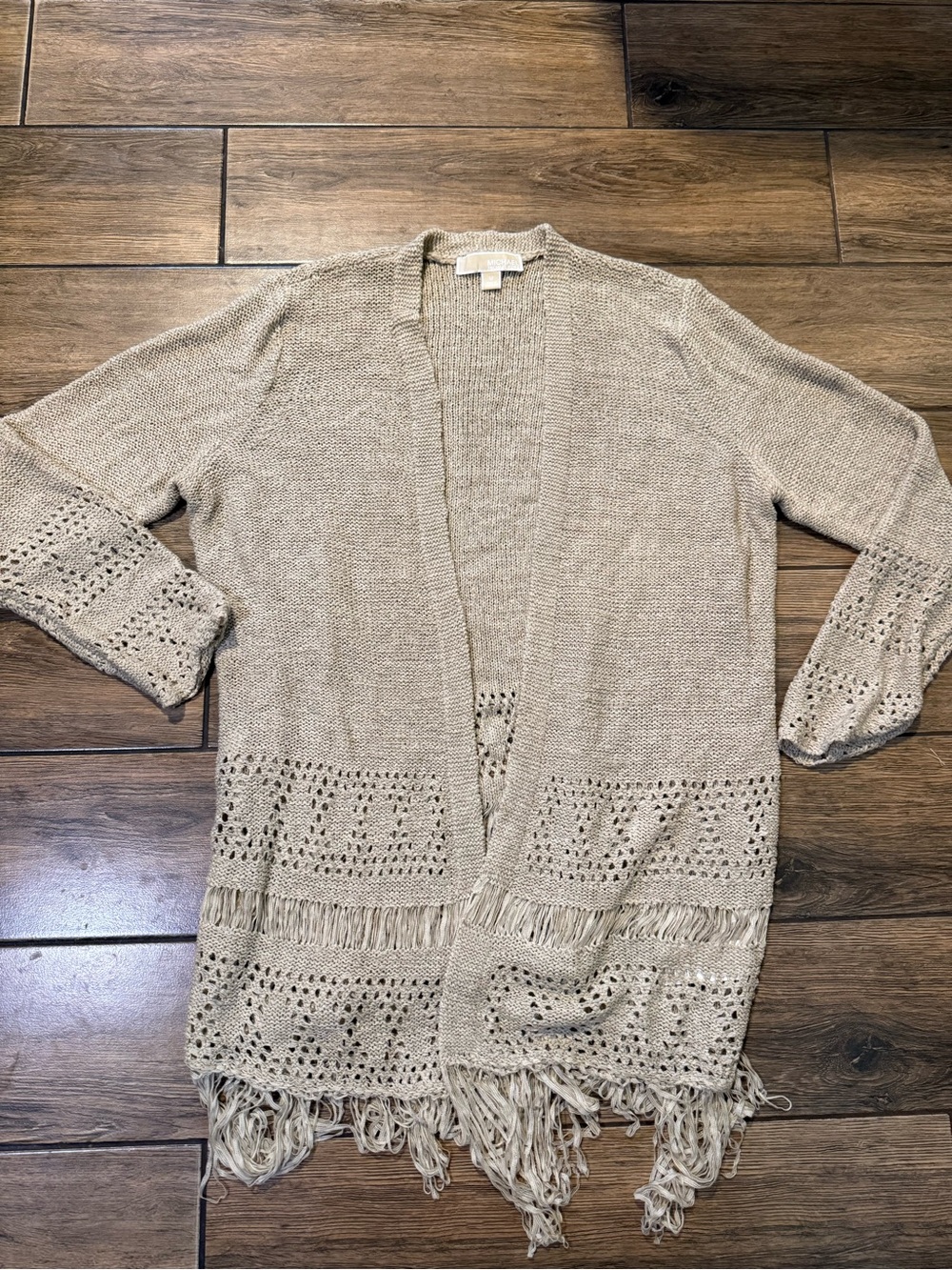 MICHAEL KORS CROCHET OPEN
FRONT CARDIGAN DUNE SZ M